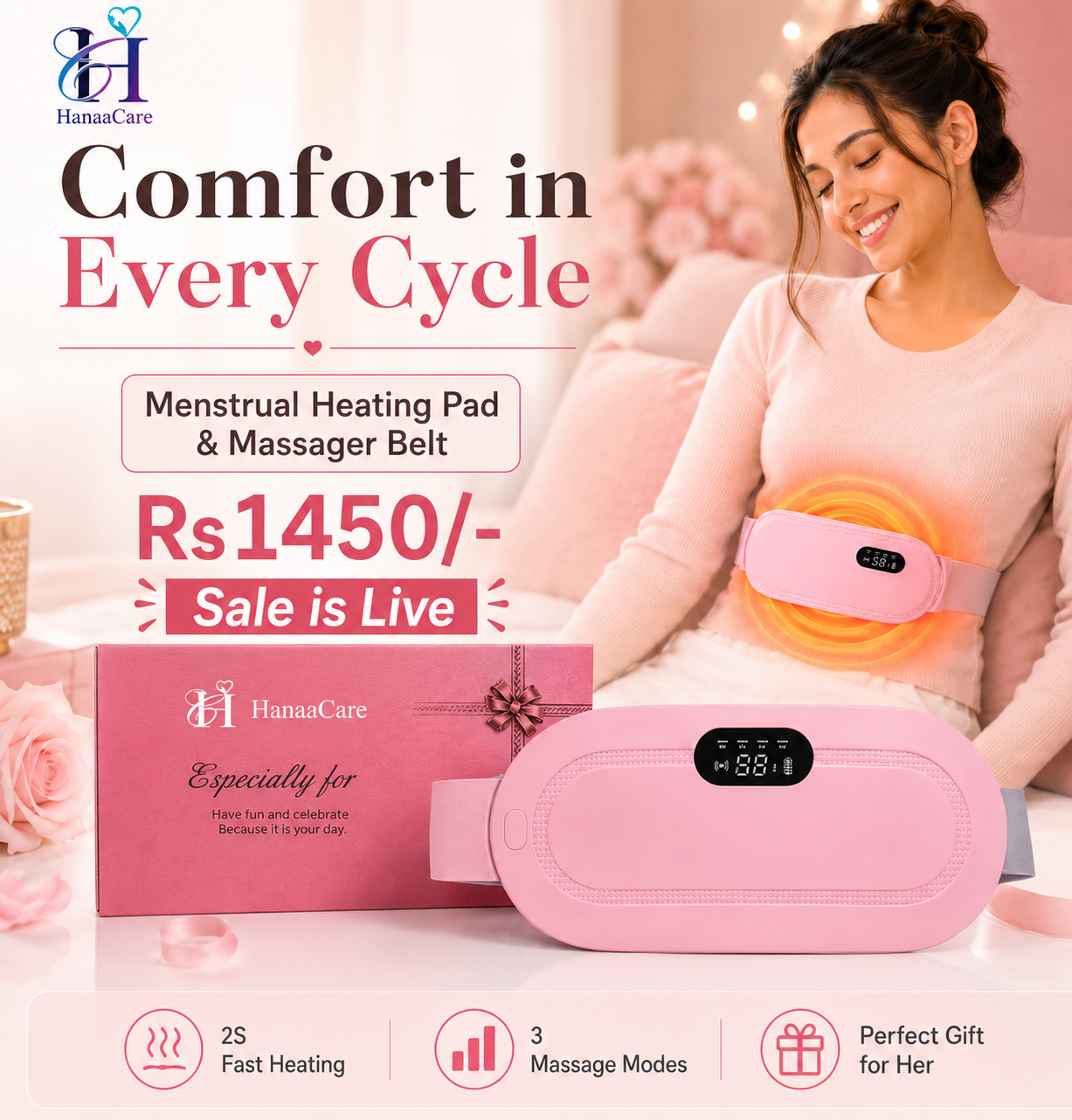 Heating & Massage Belt – Instant Period Pain Relief